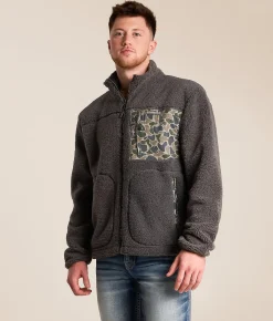 Tops|Coats & Jackets | Fieldstone Camo Sherpa Jacket Grey