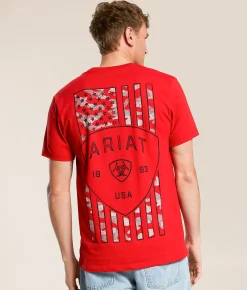 Ariat Camo Simple Shield T-Shirt Red Line Best