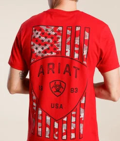 Ariat Camo Simple Shield T-Shirt Red Line Best