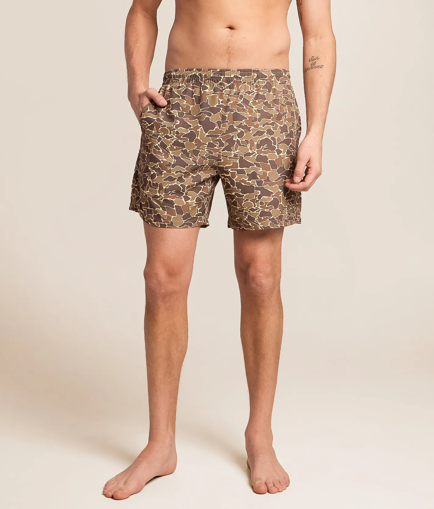Bottoms|Swimwear | Old Row Stretch Swim Trunks Camo