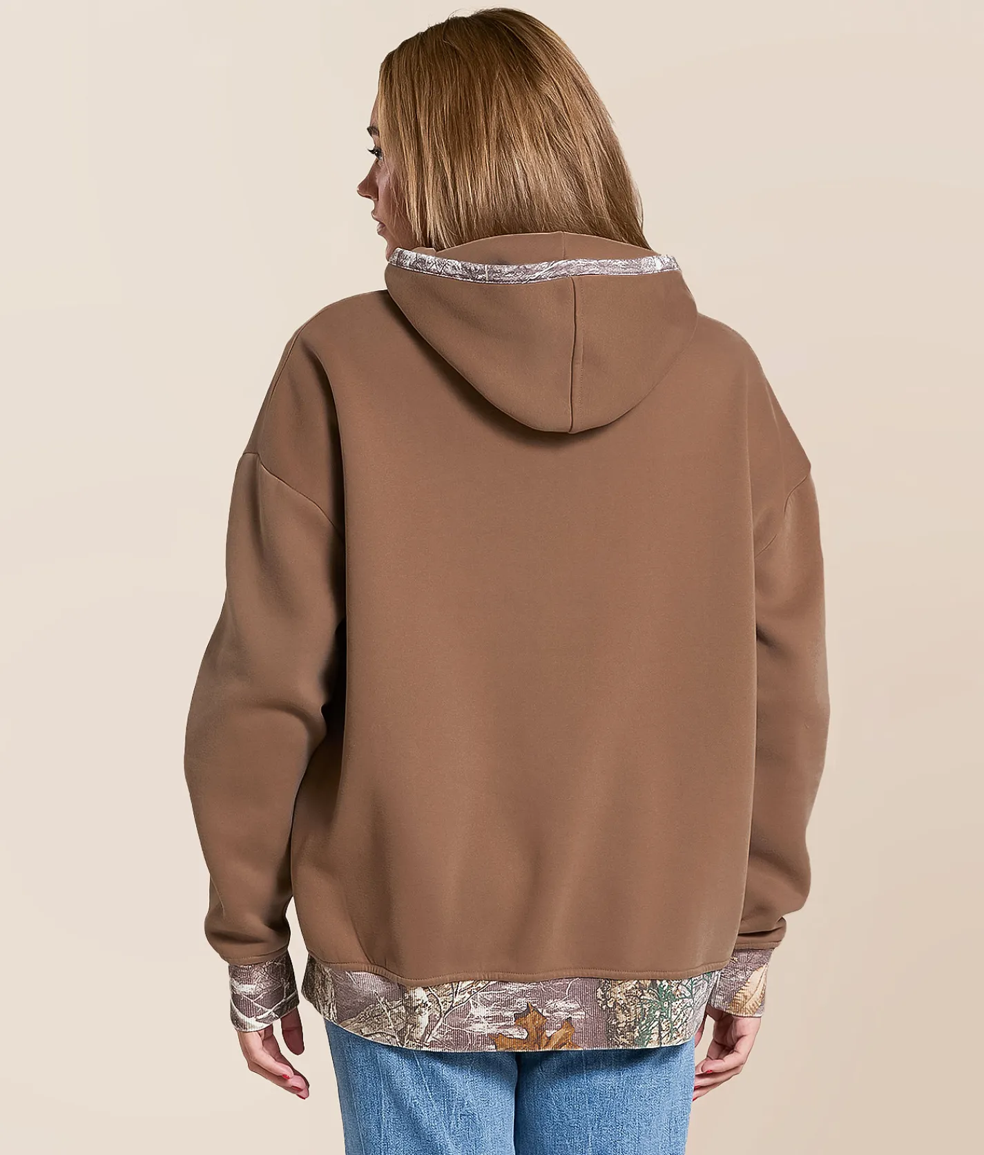 Tops | Gilded Intent Camo Trim Hooded Sweatshirt Washed Brown