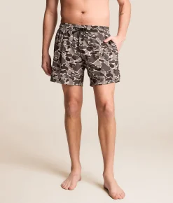 Bottoms|Swimwear | Hooey x Rock & Roll Denim Camo Volley Swim Trunks Dark Grey