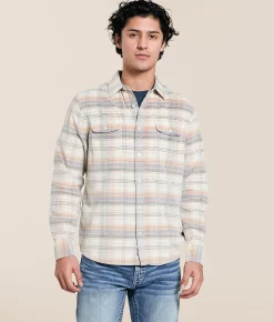 Tops | Flag & Anthem Campbell Plaid Shirt Cream Blue Rust