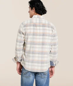 Tops | Flag & Anthem Campbell Plaid Shirt Cream Blue Rust