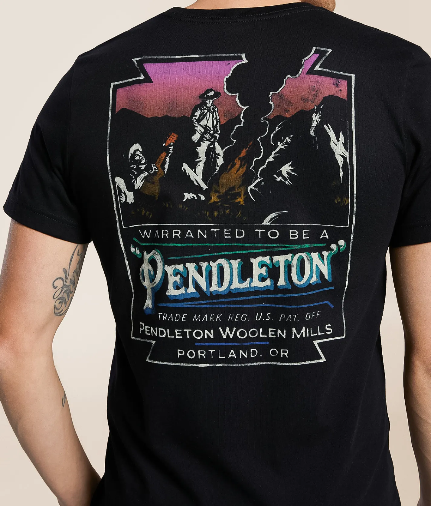 Pendleton Campfire Logo T-Shirt Black Clearance