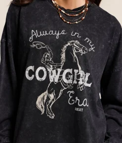 Ariat Canvas Cowgirl Oversized T-Shirt Black Mineral Wash Clearance