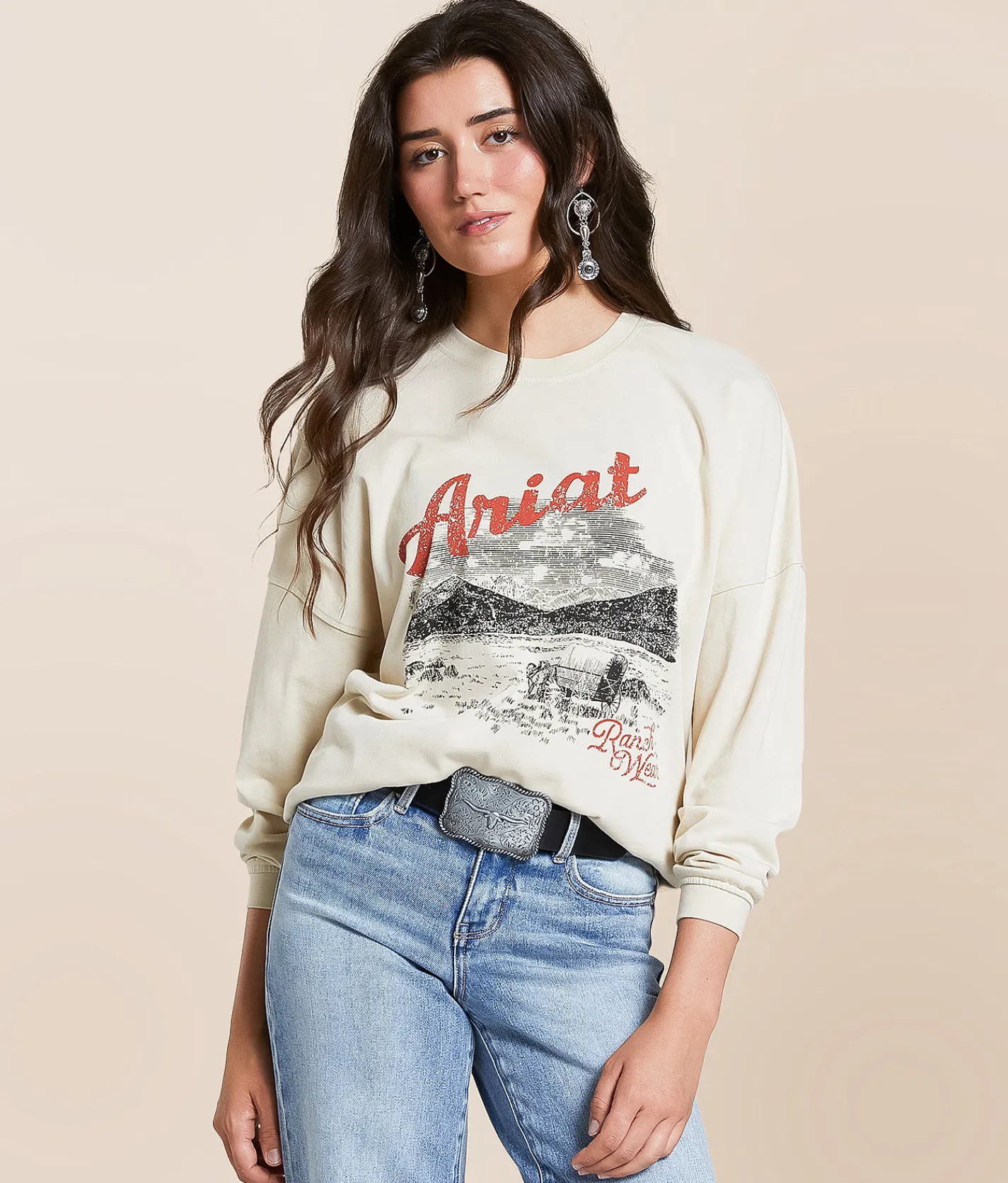 Ariat Canvas Oversized T-Shirt Oyster Grey Best