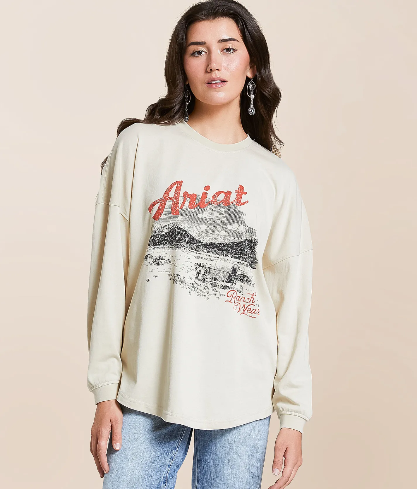 Ariat Canvas Oversized T-Shirt Oyster Grey Best