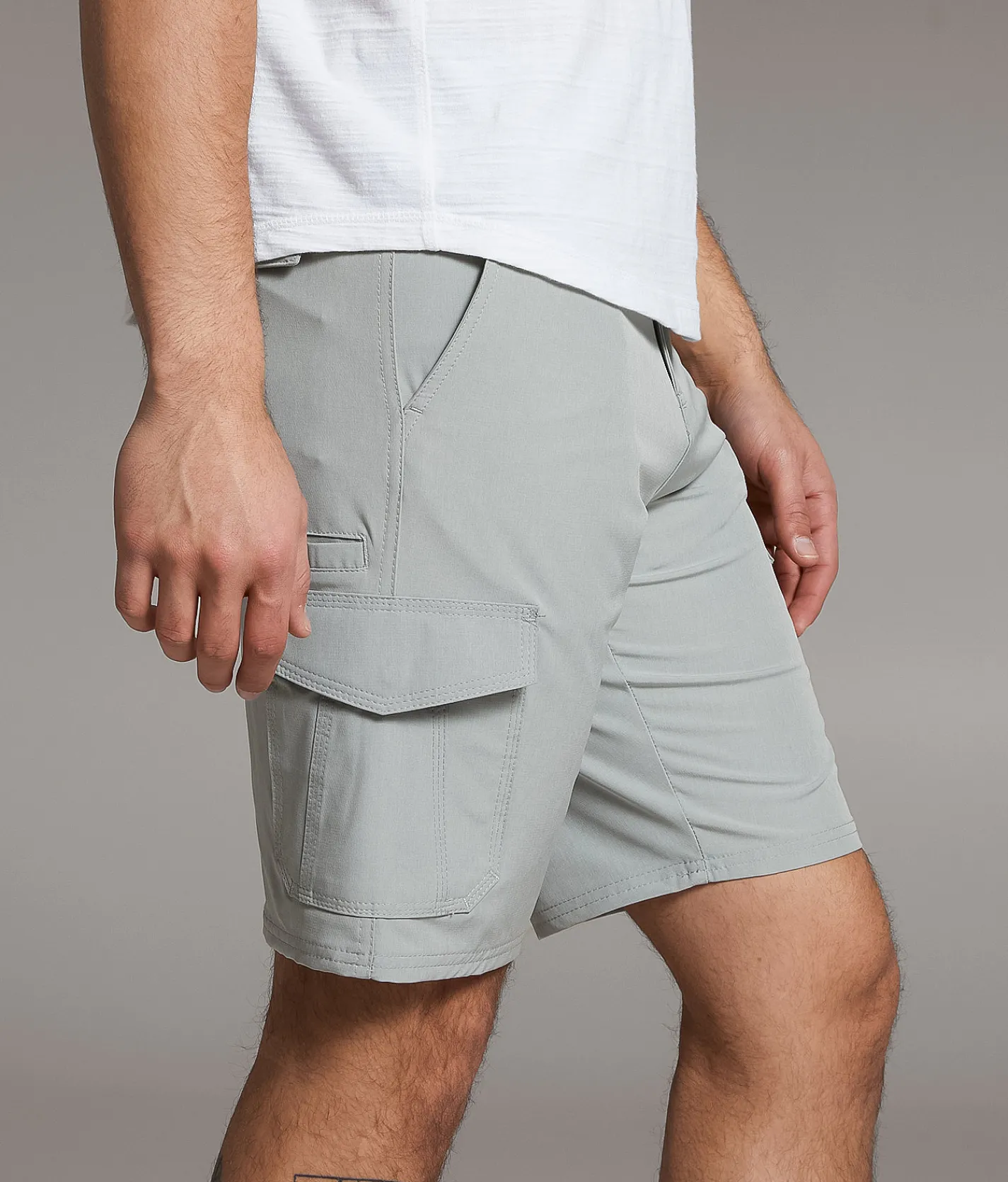 BKE Cargo Hybrid Stretch Walkshort Ghost Grey Hot