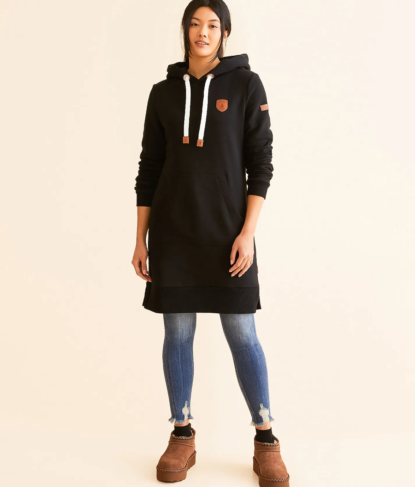 Wanakome Carmen Tunic Hooded Sweatshirt Black Outlet