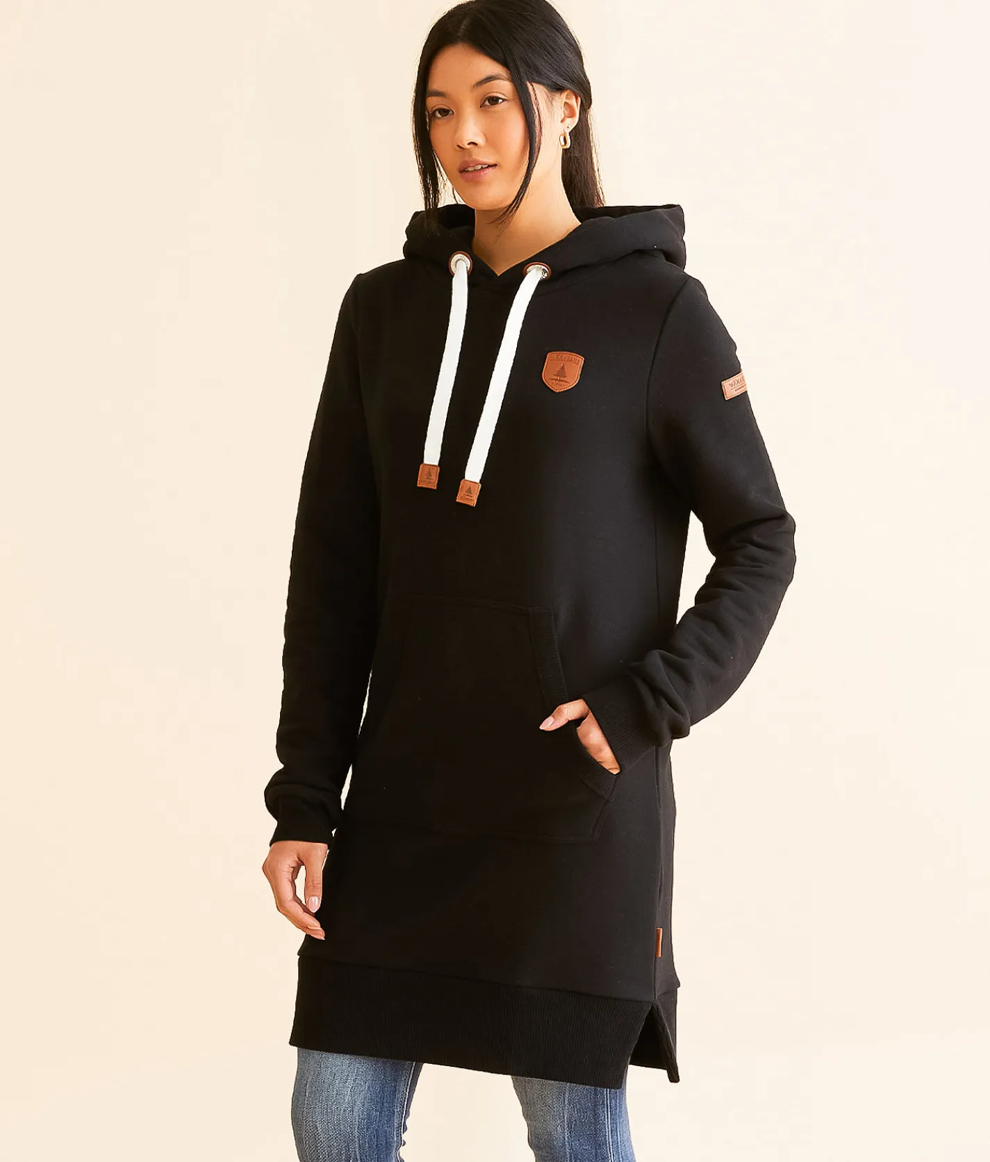 Wanakome Carmen Tunic Hooded Sweatshirt Black Outlet