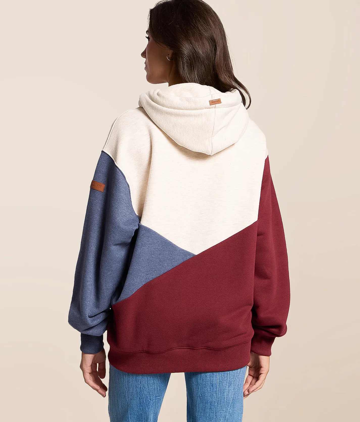 Tops | Wanakome Carria Color Block Hooded Sweatshirt Grape Navy Mix
