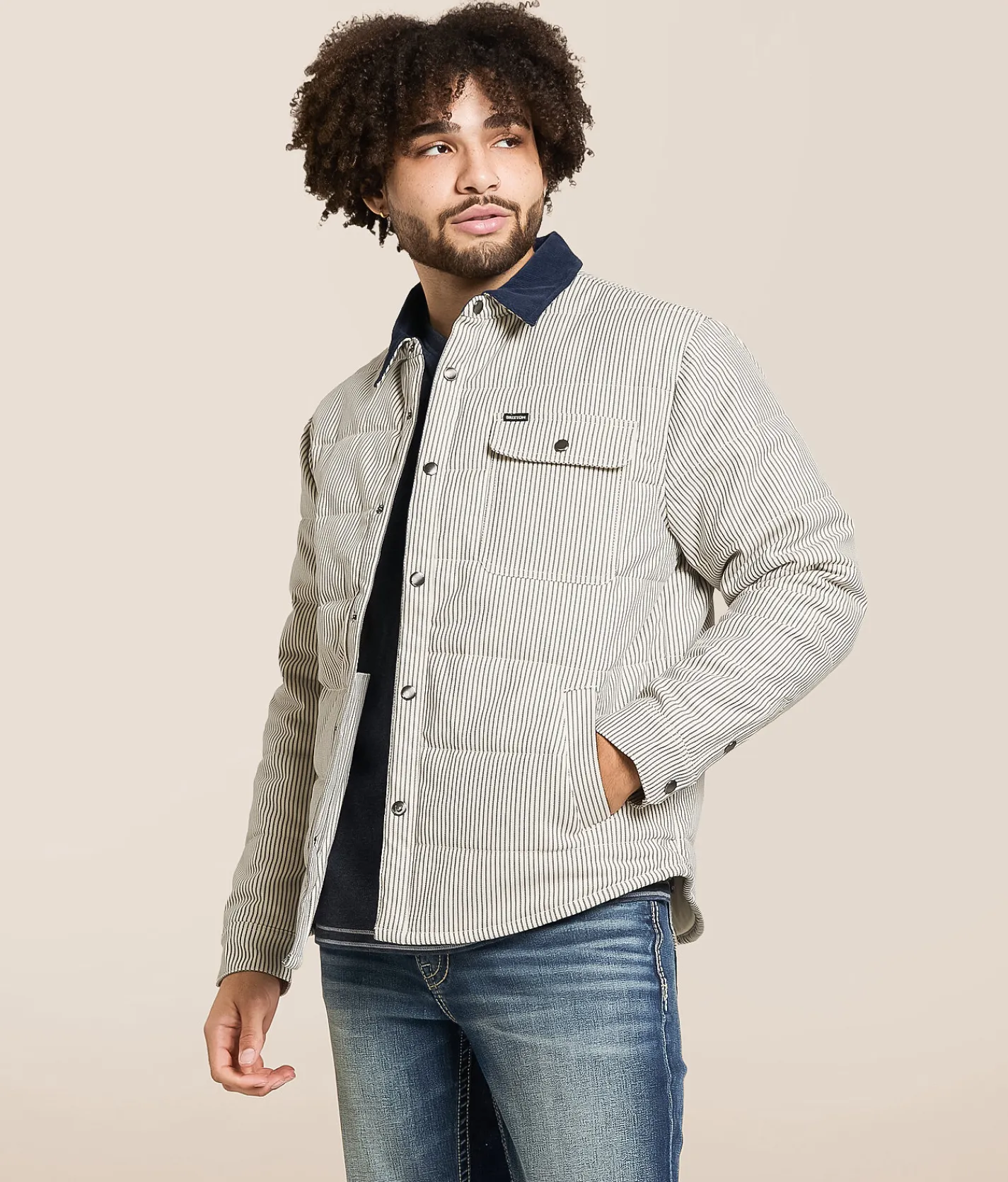 Brixton Cass Puffer Jacket Whitecap MoodIndigoHickor Outlet