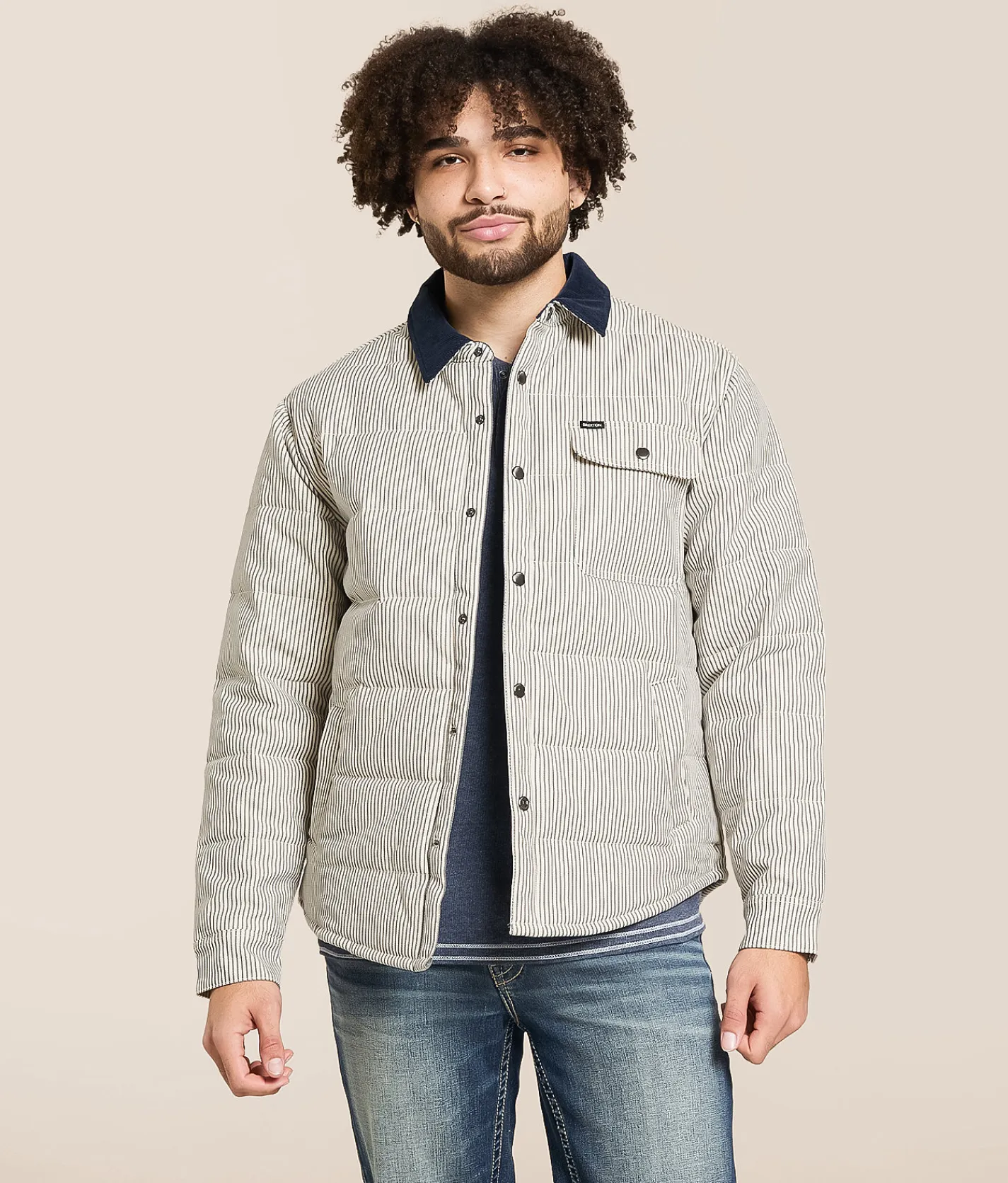 Brixton Cass Puffer Jacket Whitecap MoodIndigoHickor Outlet