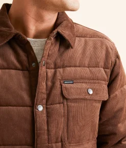 Brixton Cass Puffer Jacket Pinecone Brown Cord Outlet