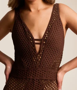 Becca Castaway Plunge Swimsuit Mocha Discount