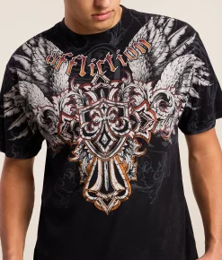 Tops|Graphic T-Shirts | Affliction Castaway T-Shirt Black Lava Wash