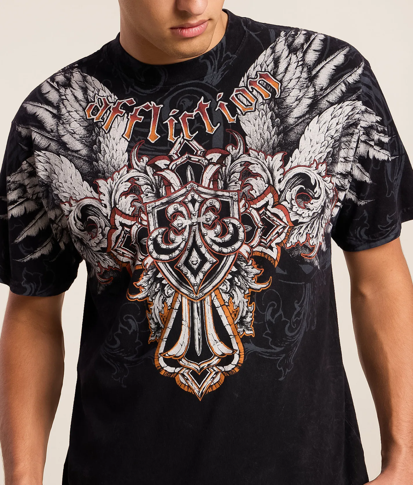 Tops|Graphic T-Shirts | Affliction Castaway T-Shirt Black Lava Wash