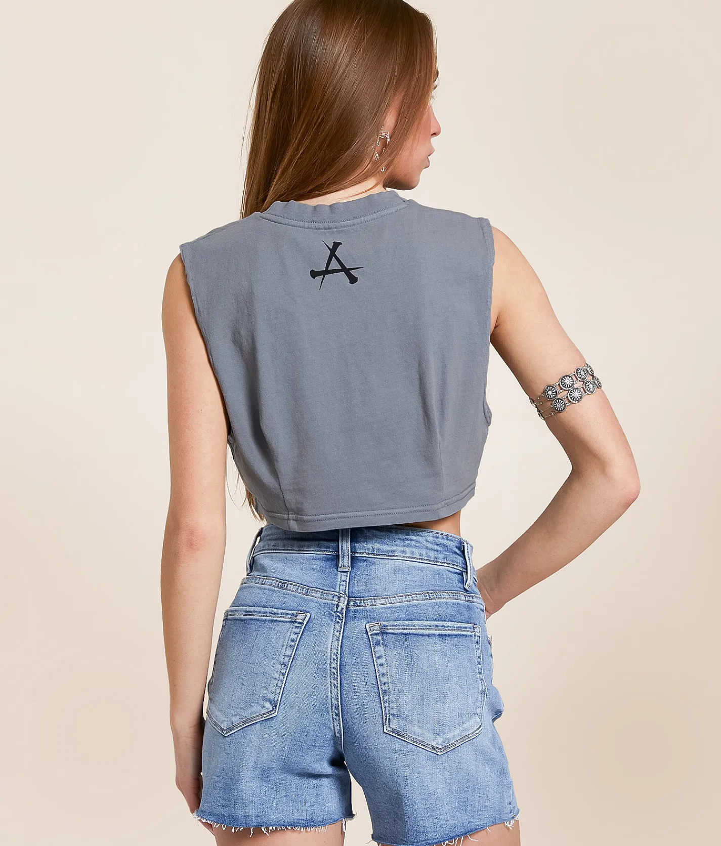 Affliction Catharsis Cropped Tank Top Silver Grey Reactive Hot