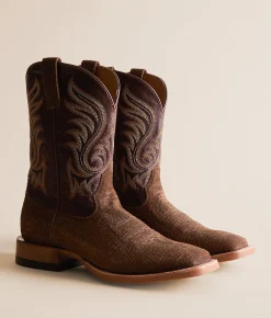 Ariat Cattle Call Leather Cowboy Boot Tan Hippo Hickory Smoke Online