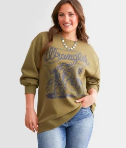 Wrangler® Cattle Rope Oversized Pullover Burnt Olive Discount