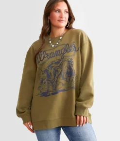 Wrangler® Cattle Rope Oversized Pullover Burnt Olive Discount