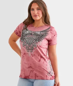 Tops | Affliction Celtic Heart T-Shirt Dusty Rose Flume Wash