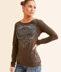 Affliction Celtic Heart T-Shirt Chocolate Lava Wash Sale