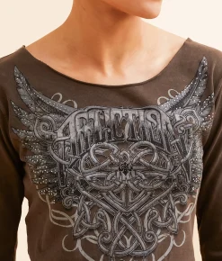 Affliction Celtic Heart T-Shirt Chocolate Lava Wash Sale