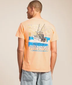 Tops|Graphic T-Shirts | Fieldstone Center Console T-Shirt Neon Cantaloupe