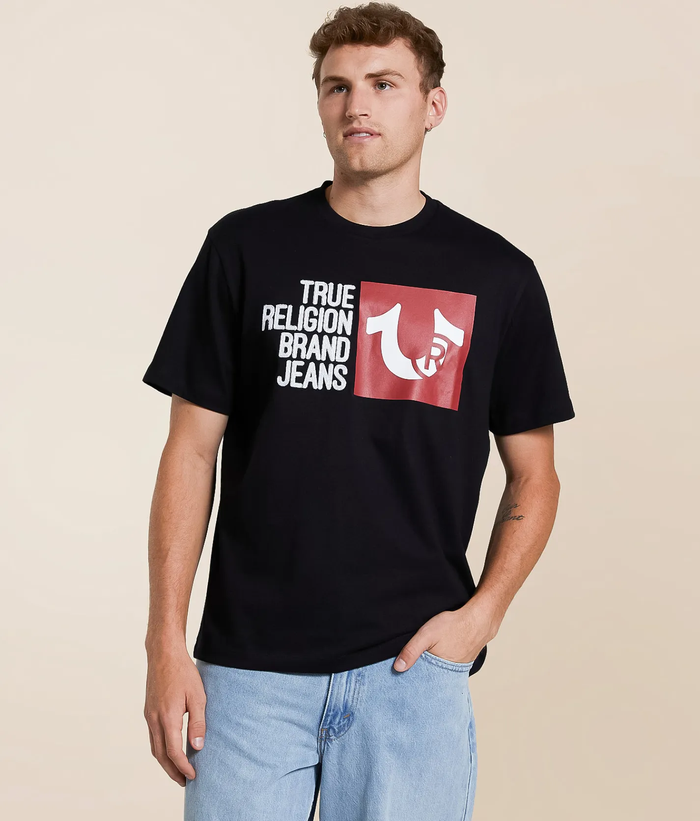 Graphic T-Shirts | True Religion Chain Embroidered T-Shirt Black
