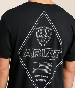 Ariat Chalk Diamond Patriot T-Shirt Black Clearance