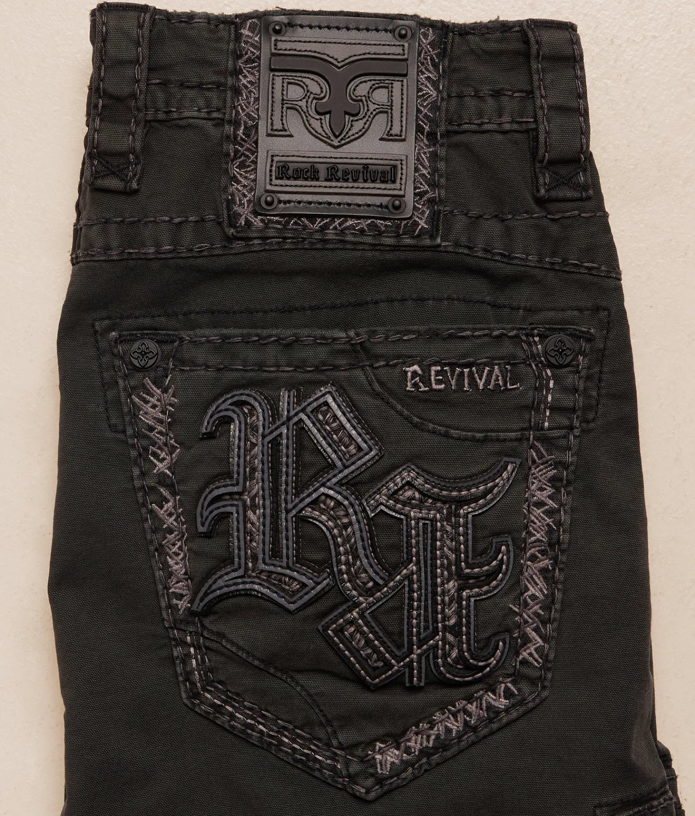 Bottoms|Shorts | Rock Revival Stretch Cargo Short Charcoal
