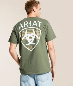 Tops|Graphic T-Shirts | Ariat Charging Bison Shield T-Shirt Surplus Green