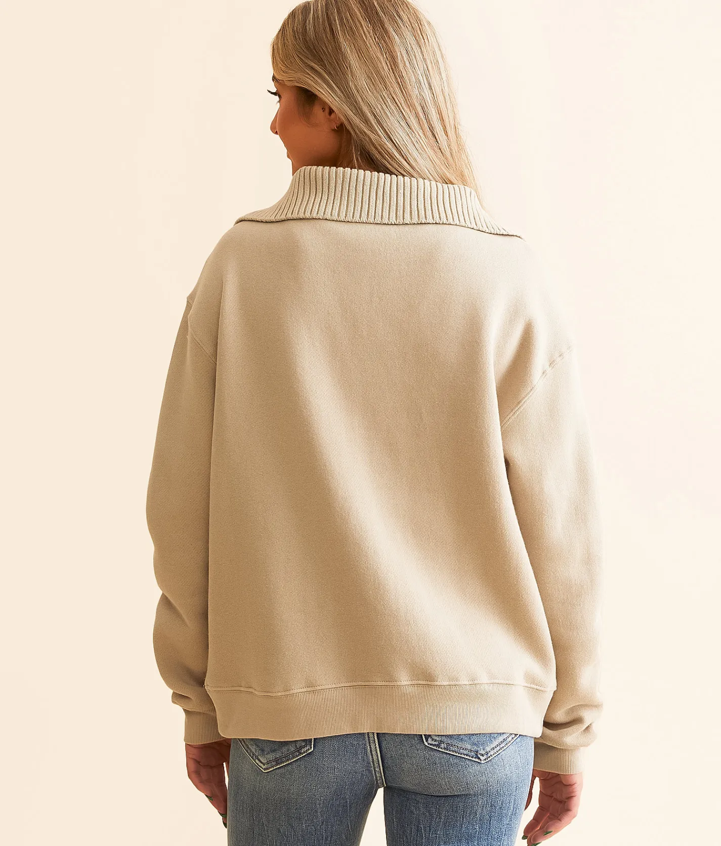 White Crow Charlie Quarter Zip Pullover Putty Clearance