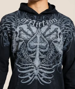 Tops | Affliction Charred Martyr Hooded Sweatshirt Black Lava Wash