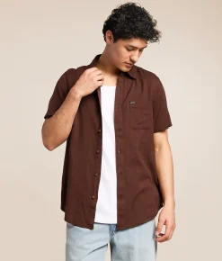 Brixton Charter Slub Shirt Chocolate Online