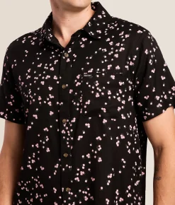 Tops | Brixton Charter Slub Shirt Black Pink