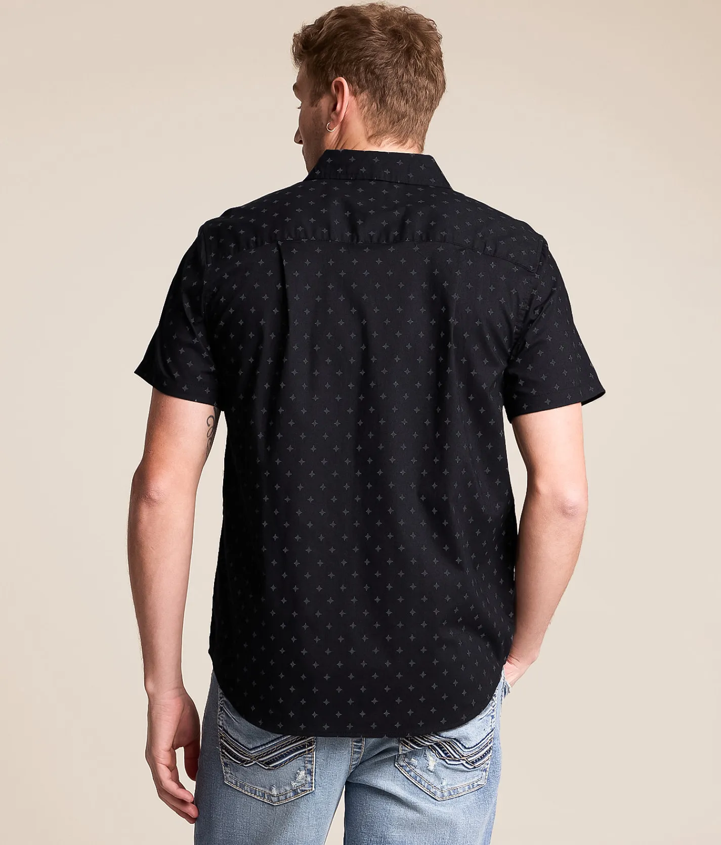 Tops | Brixton Charter Stretch Shirt Future Grey Diamond Tile