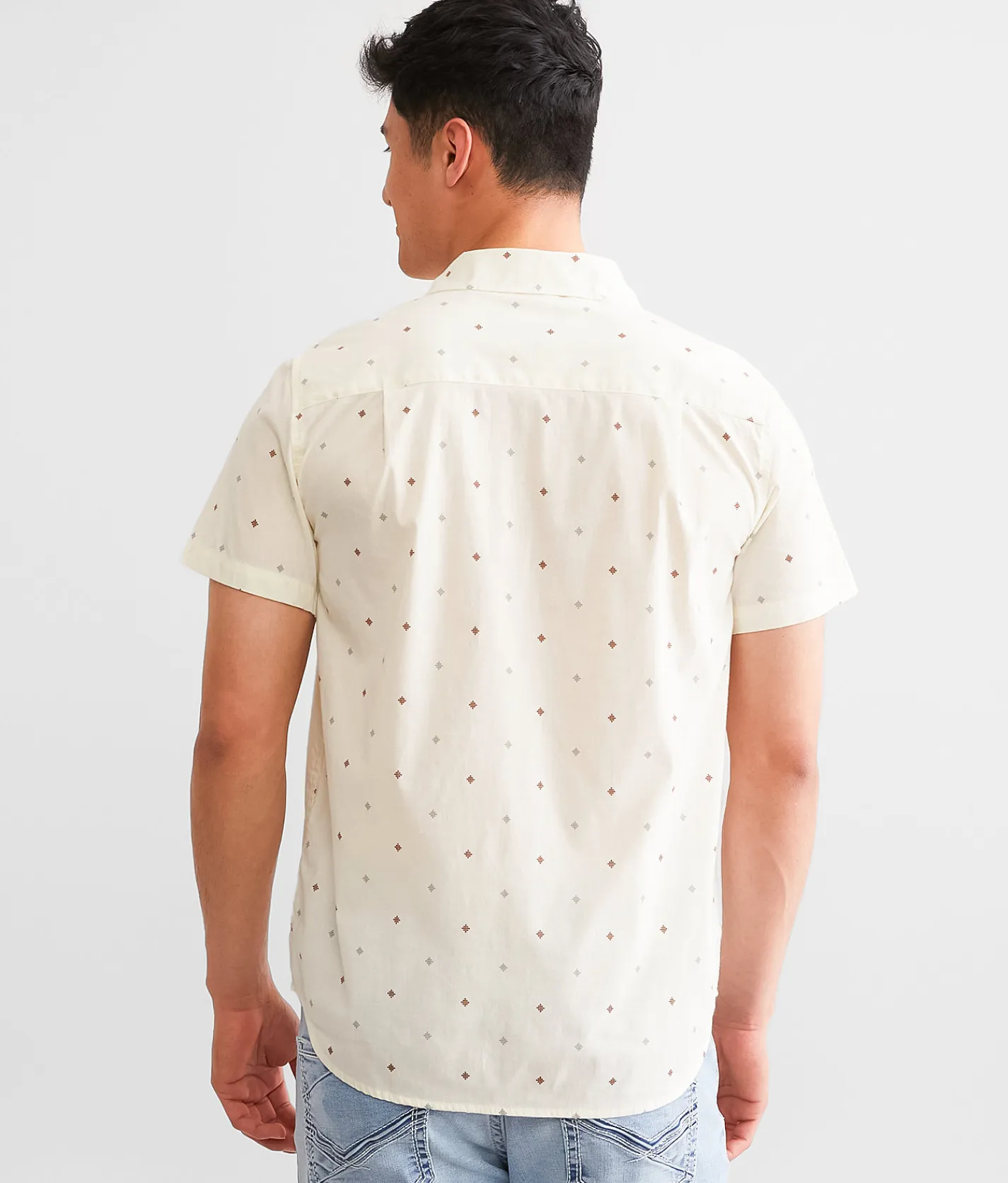 Tops | Brixton Charter Stretch Shirt Off White Micro Floral