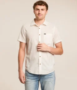 Tops | Brixton Charter Stretch Shirt Off White Geo