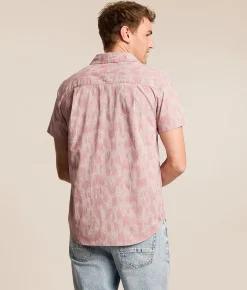 Tops | Brixton Charter Stretch Shirt Dark Pink Silver Crackle