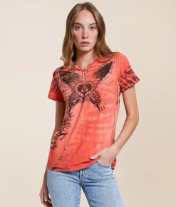 Affliction Chasing Butterflies T-Shirt Optic Mango Pigment Dye Online