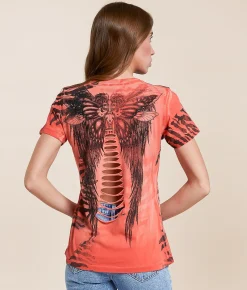 Affliction Chasing Butterflies T-Shirt Optic Mango Pigment Dye Online