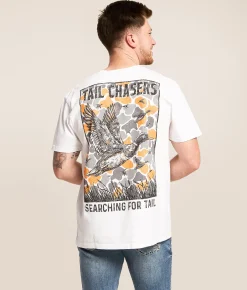 Tops|Graphic T-Shirts | Tail Chasers Club Chasing Duck T-Shirt White