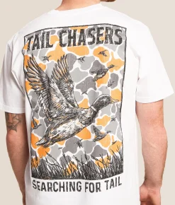 Tops|Graphic T-Shirts | Tail Chasers Club Chasing Duck T-Shirt White