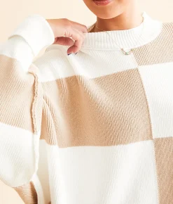 Tops | Free People Checker Easy Street Tunic Sweater Blueprint Combo