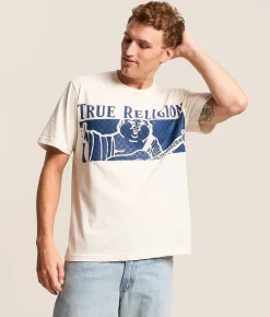 True Religion Checkered Buddah T-Shirt Winter White Hot