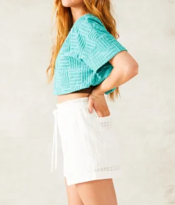 Bottoms|Shorts | 33 Coastal Checkered High Waisted Short White