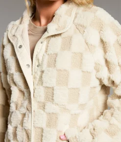BKE Checkered Sherpa Jacket Checkered Taupe Outlet